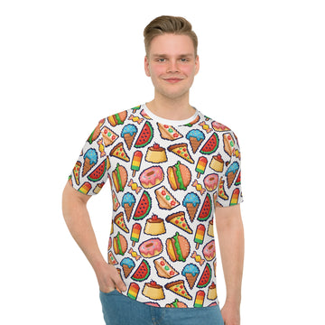 Playful Foodie Men's Loose T-shirt - Fun Pattern Tee for Casual Wear, Food Lovers, and Summer Days