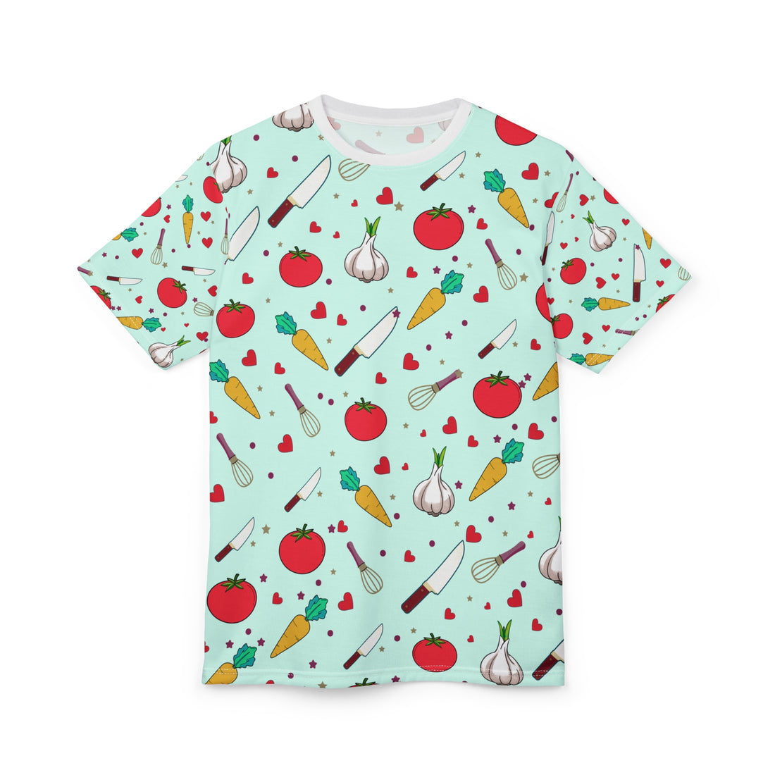 Chef's Love Unisex Cut & Sew Tee - Cute Cooking Pattern with Hearts