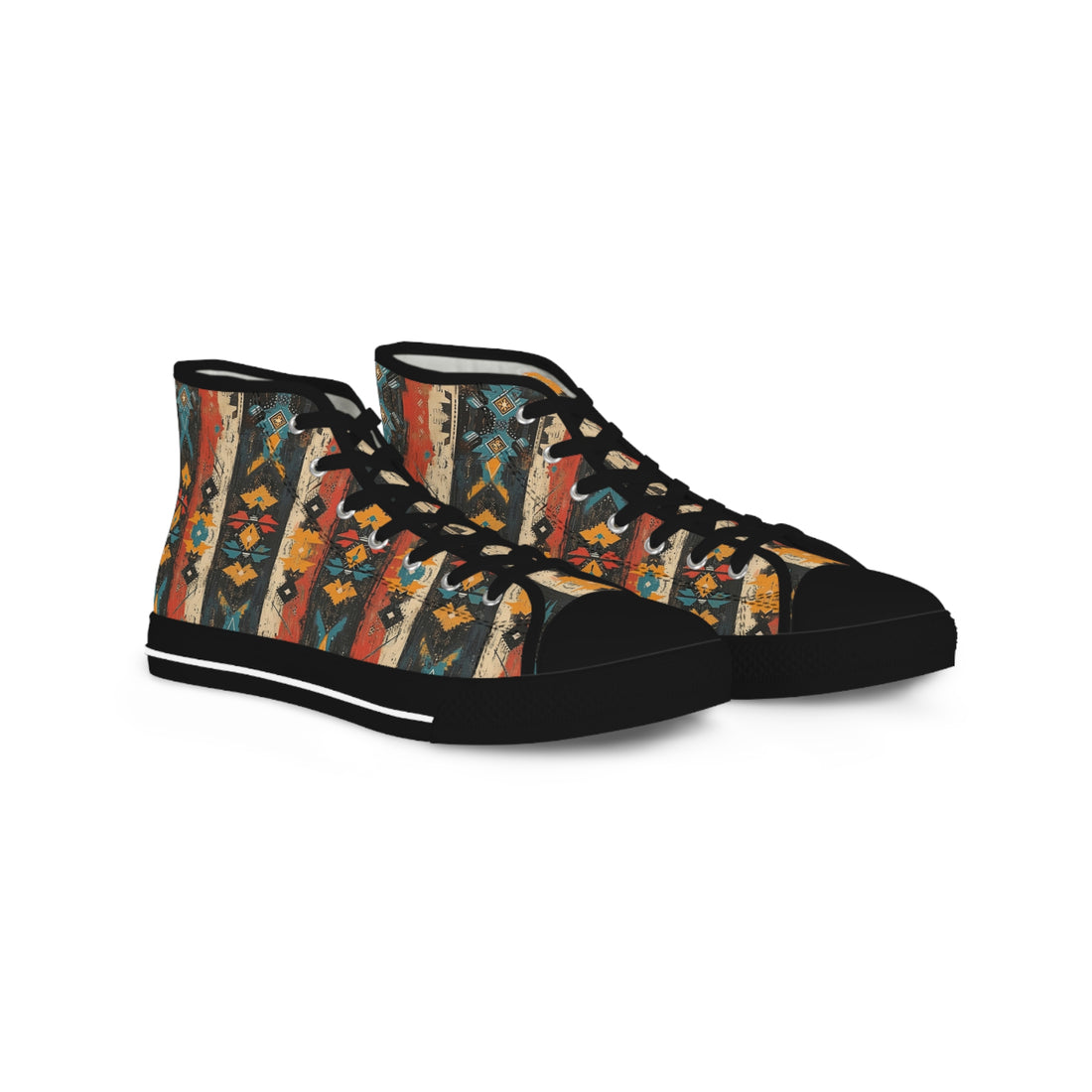 Colorful High Top Sneakers with Tribal Print – Stylish Footwear for Adventurers