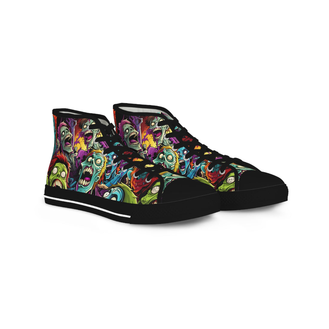 Men's High Top Sneakers - Vibrant Zombie Art Design