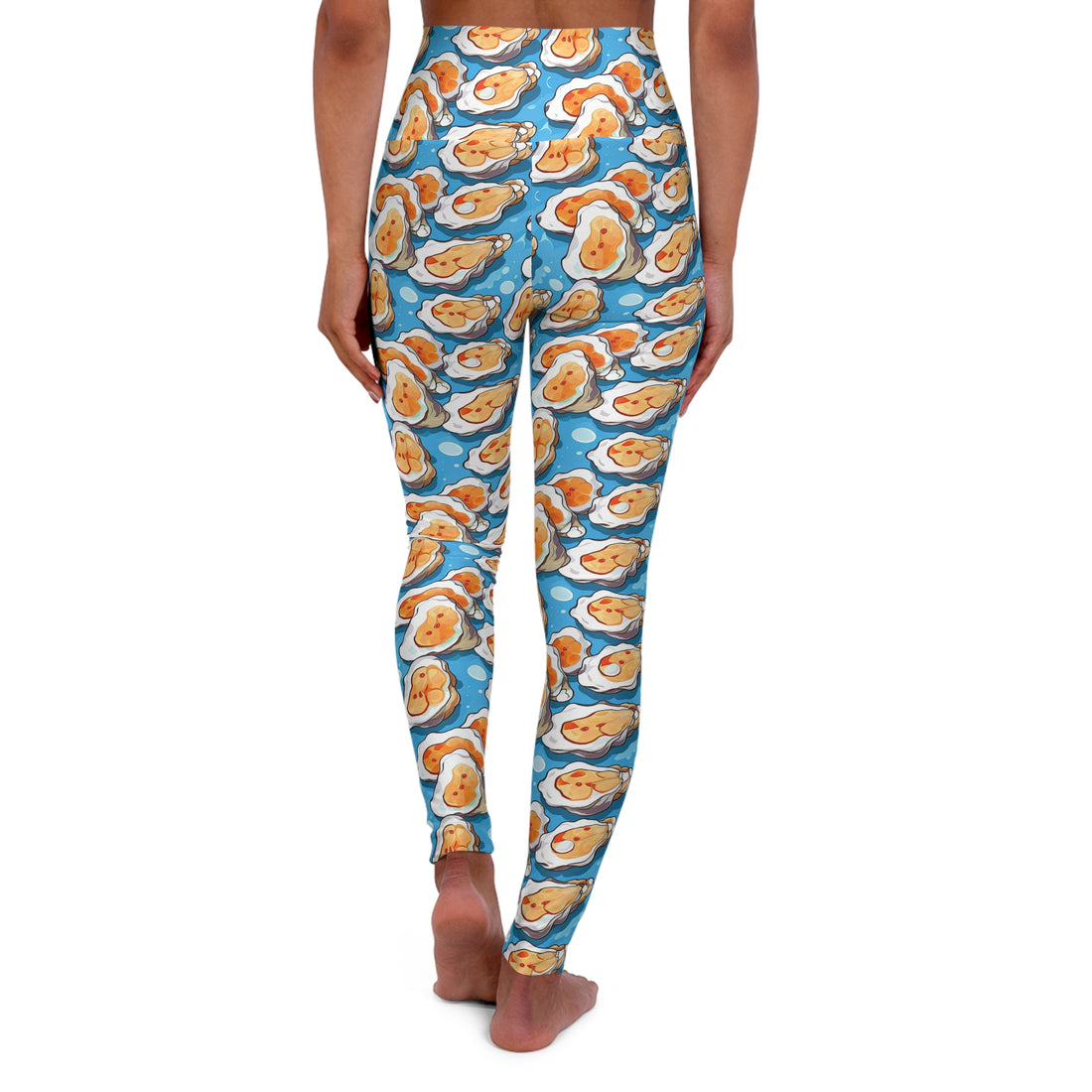 Fun Oyster High Waisted Yoga Leggings - Eggcellent Comfort for Fitness and Leisure
