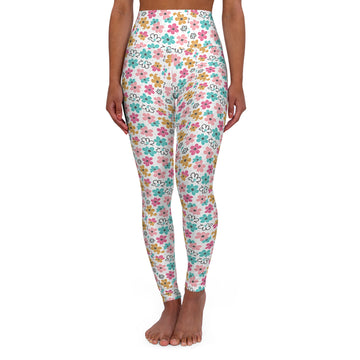 Spring Coulorful Flowers High Waisted Yoga Leggings