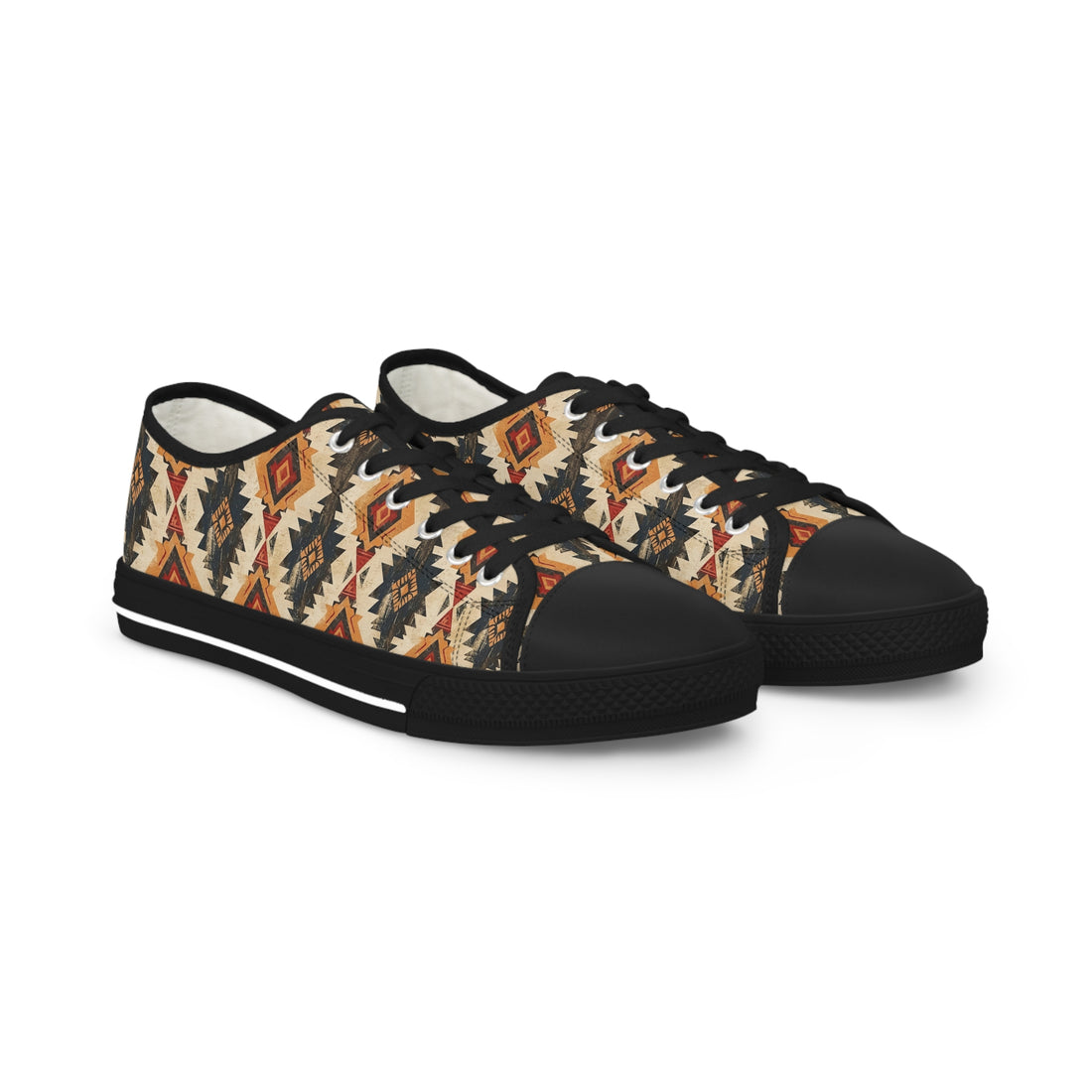 Men's Low Top Sneakers - Tribal Pattern Casual Footwear