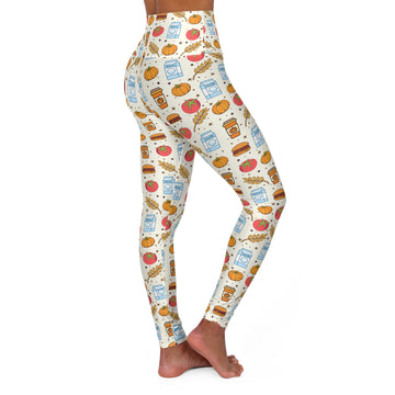 Whimsical Food Print High Waisted Yoga Leggings for Active Lifestyle