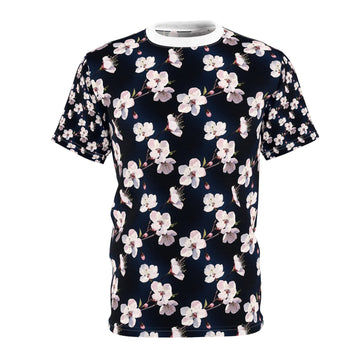 Floral Print Unisex Cut & Sew Tee - Stylish Casual Wear for Spring