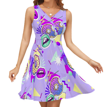 Sleeveless V Neck Dress