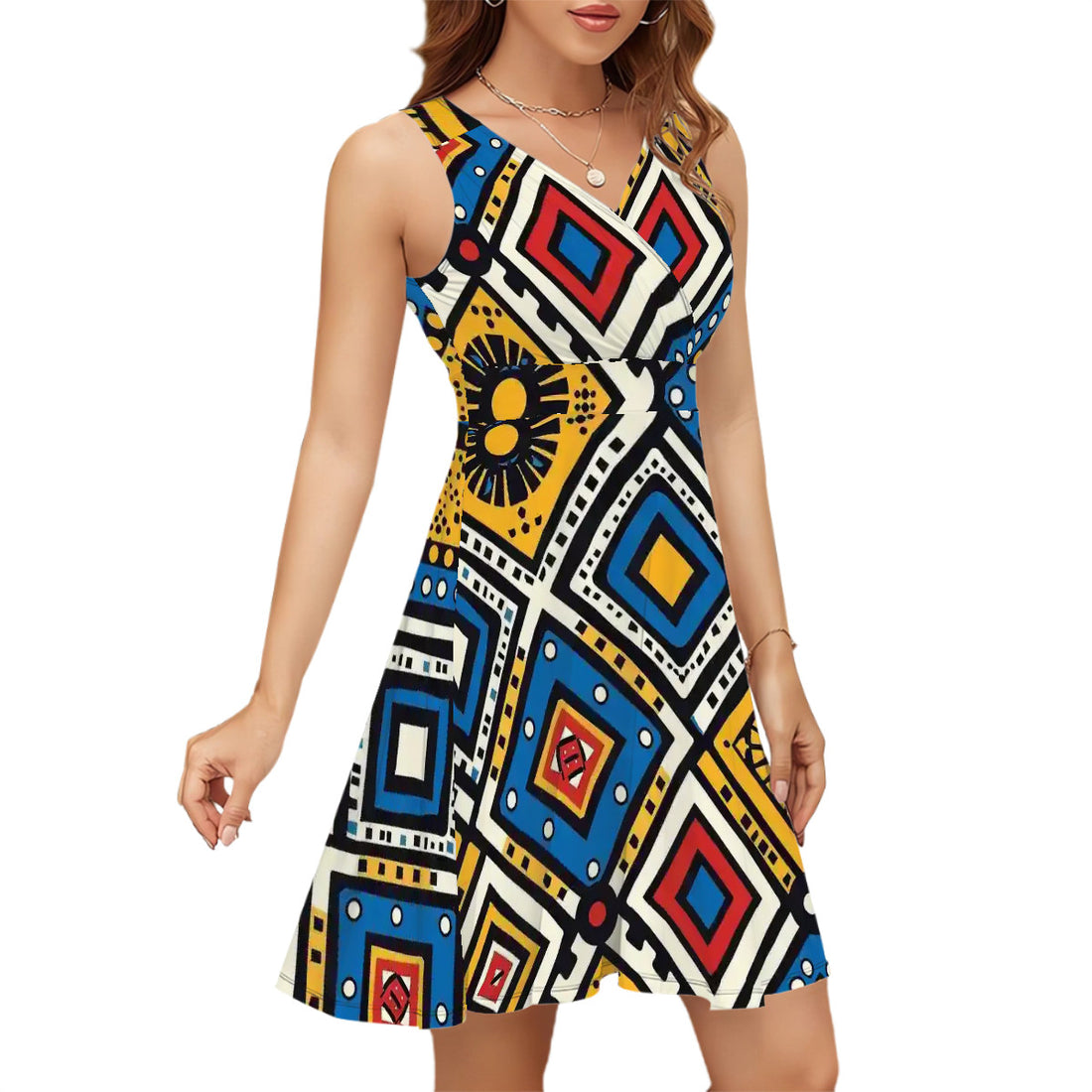 Sleeveless V Neck Dress