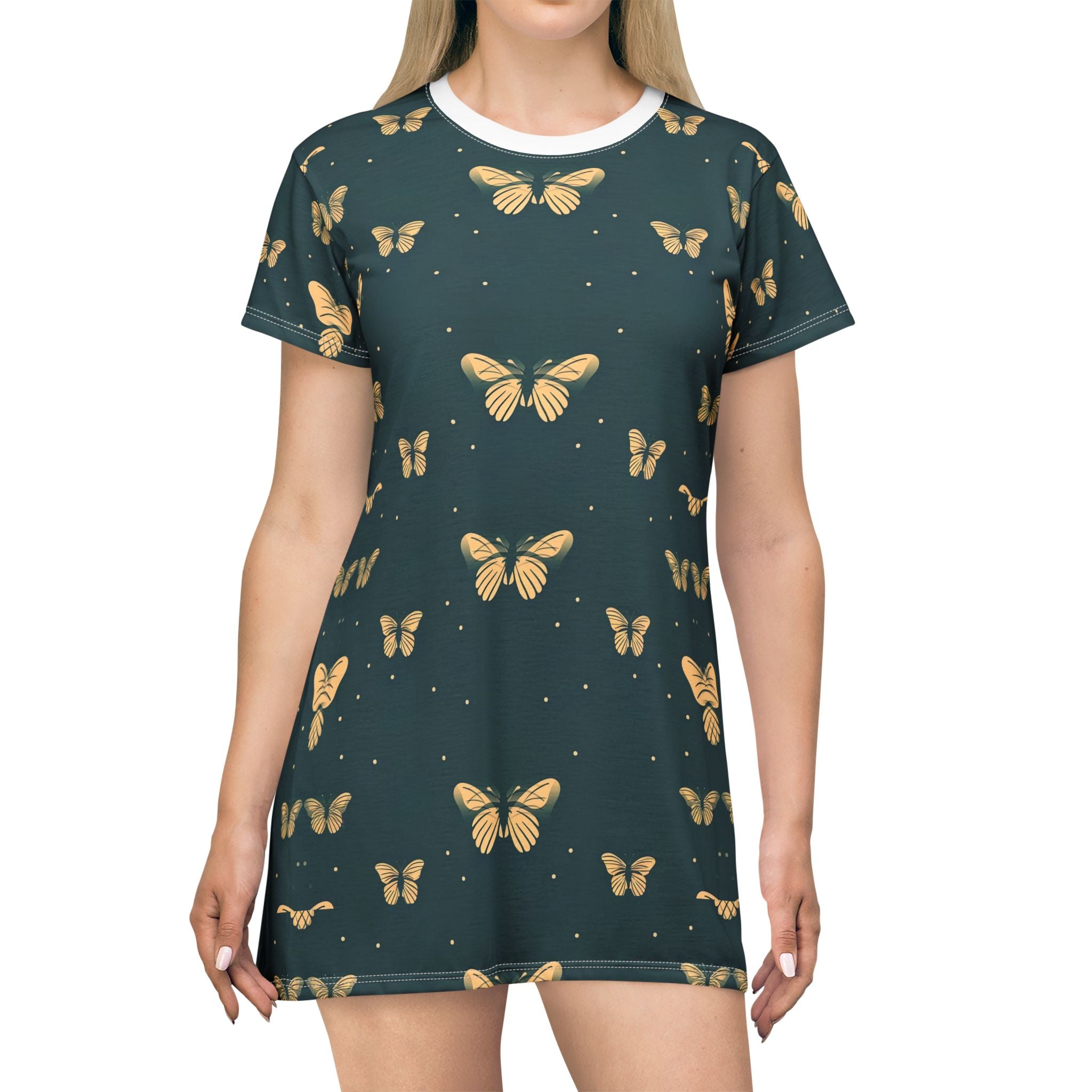 Butterfly Pattern T-Shirt Dress - Boho Chic Summer Style