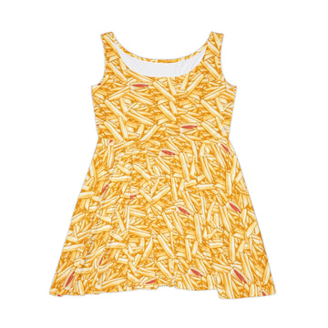 Fun French Fry Print Women's Skater Dress - Perfect for Food Lovers and Summer Outings