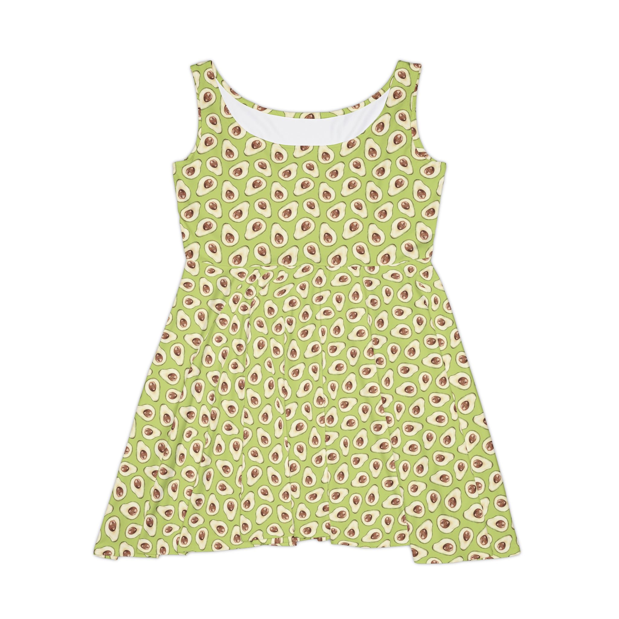 Avocado Print Women Skater Dress - Cute Summer Casual Outfit