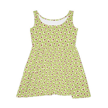 Avocado Print Women Skater Dress - Cute Summer Casual Outfit