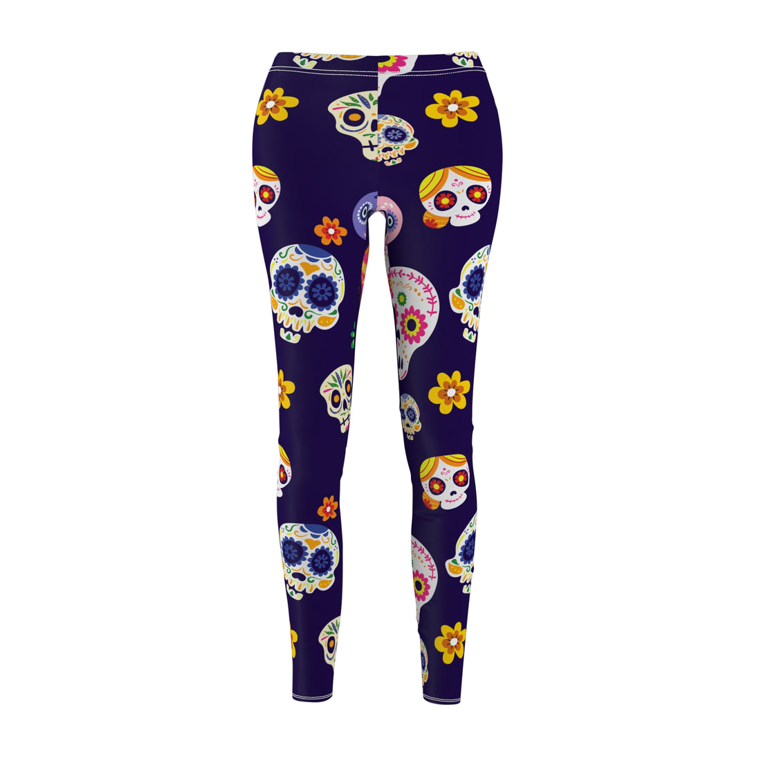 Colorful Skull Print Women's Leggings - Casual Halloween Fashion