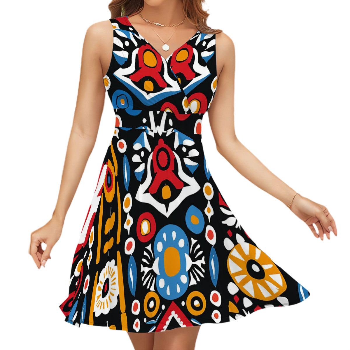 Sleeveless V Neck Dress