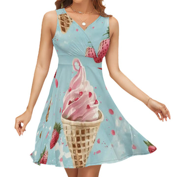 Sleeveless V Neck Dress