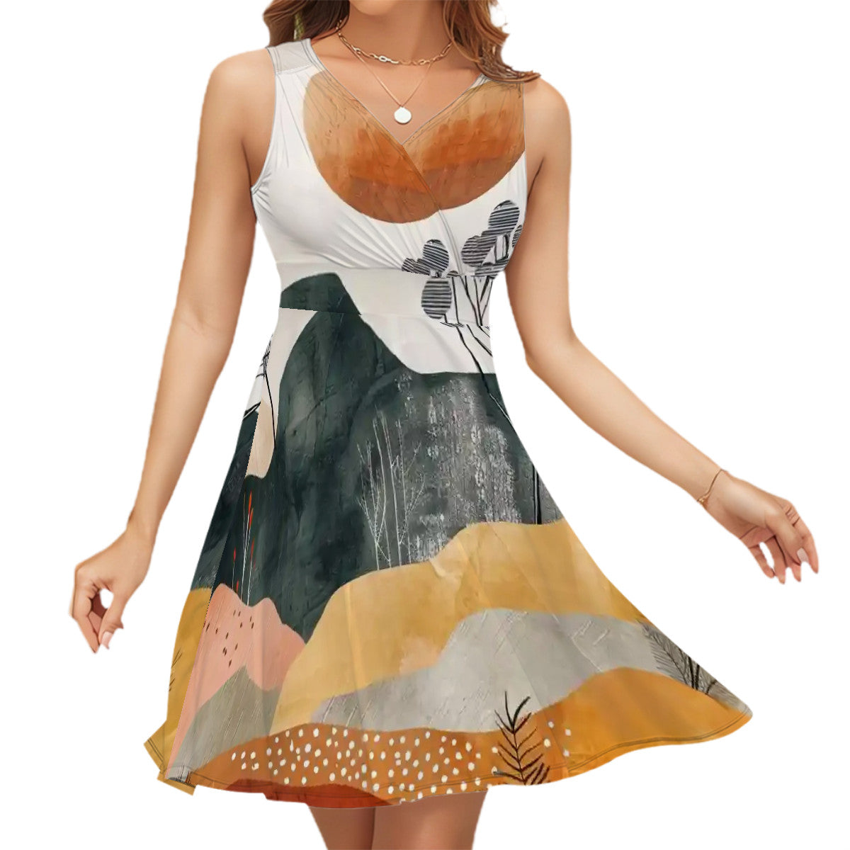 Sleeveless V Neck Dress