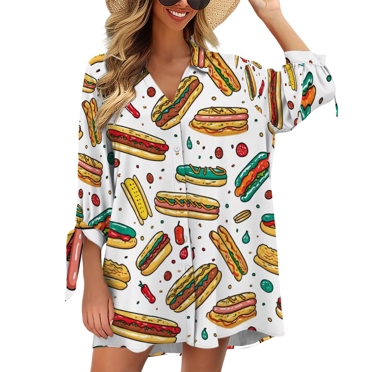 Women's Cardigan Shirt ThreeQuarter Sleeve Fast Food Seamless