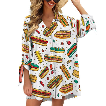 Women's Cardigan Shirt ThreeQuarter Sleeve Fast Food Seamless