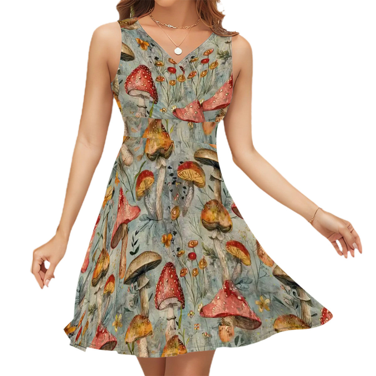 Sleeveless V Neck Dress