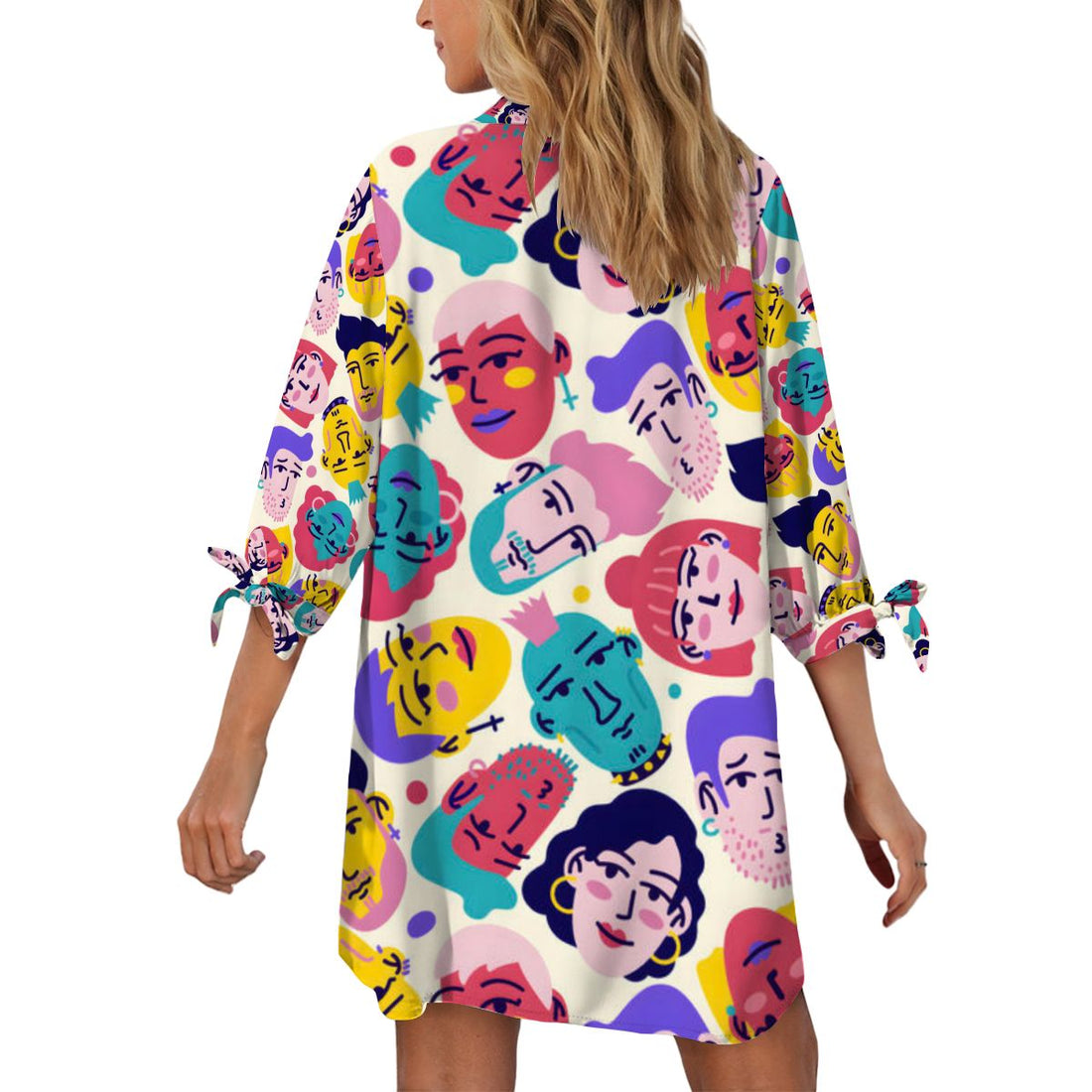 Women's Cardigan Shirt ThreeQuarter Sleeve FACESPATTERN