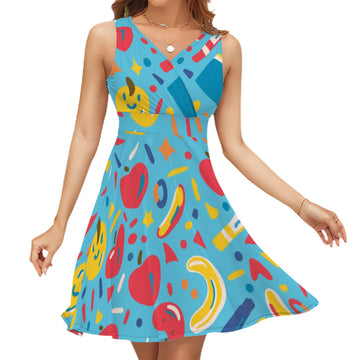 Sleeveless V Neck Dress