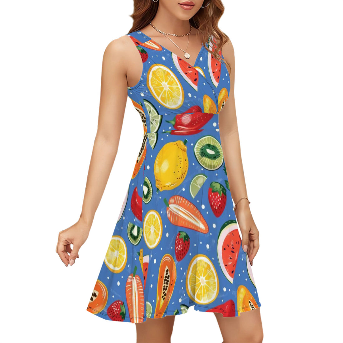 Sleeveless V Neck Dress