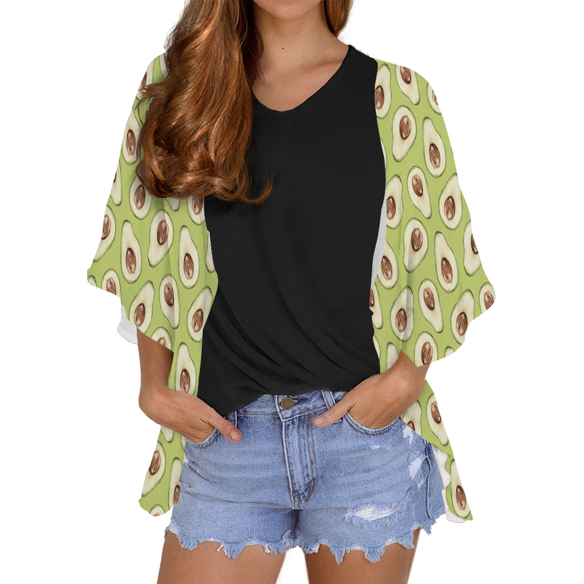 Avocado Pattern Women's Chiffon Blouse Cardigan