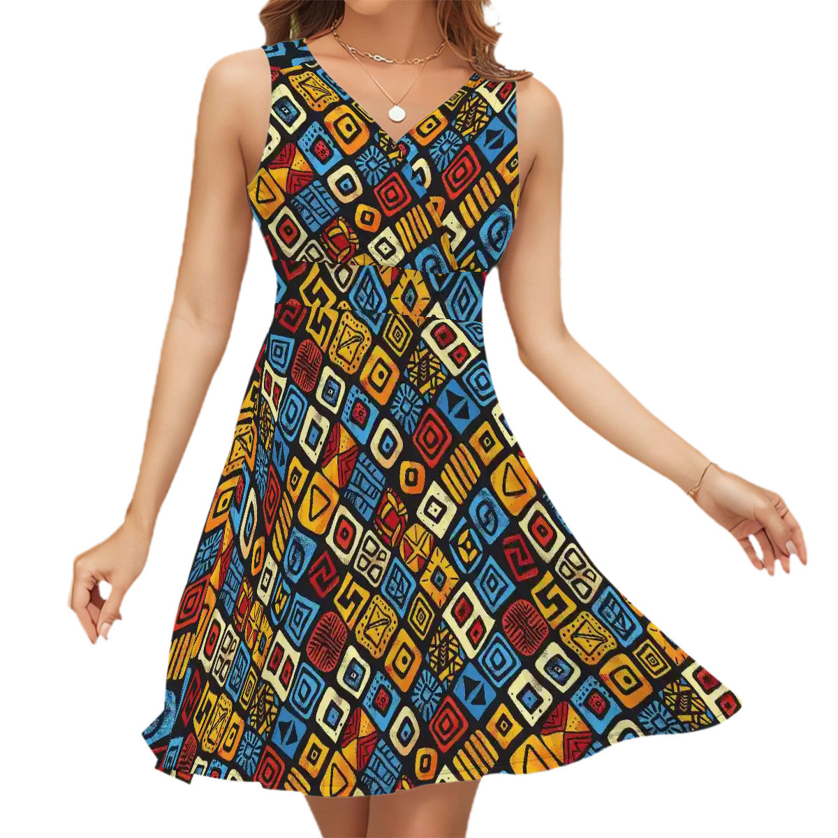 Sleeveless V Neck Dress