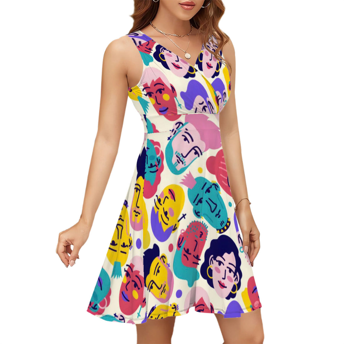 Sleeveless V Neck Dress