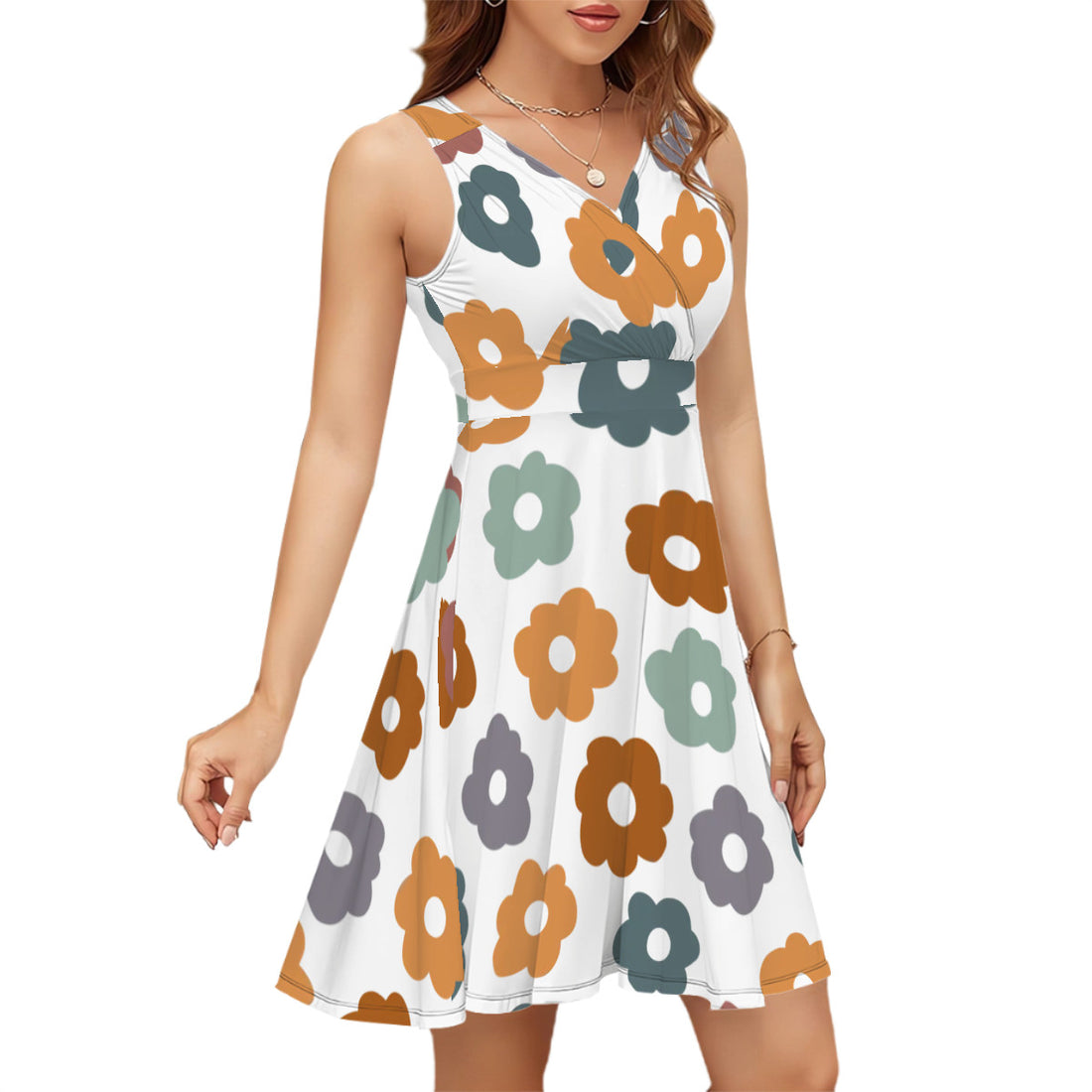 Sleeveless V Neck Dress