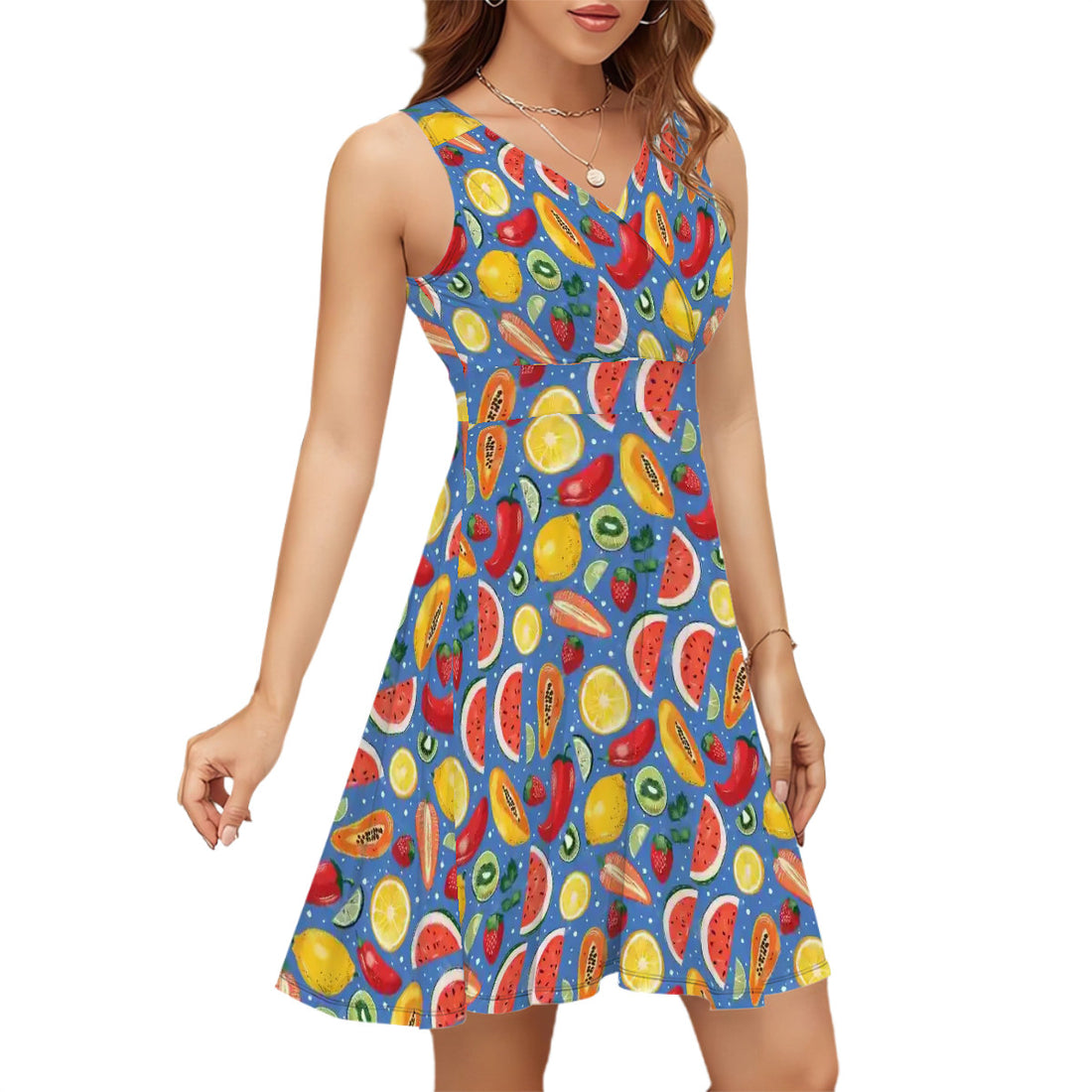 Sleeveless V Neck Dress