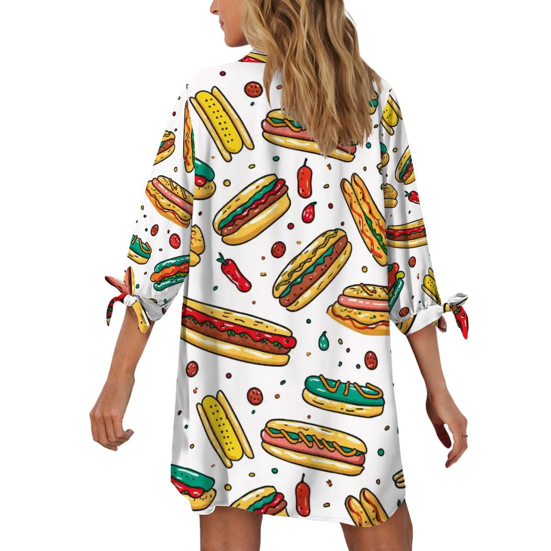 Women's Cardigan Shirt ThreeQuarter Sleeve Fast Food Seamless